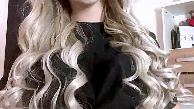 Sexy Blonde Babe With Big Boobs Strips Bra