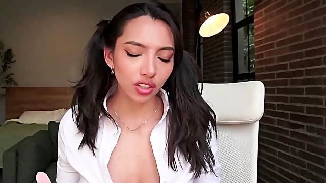 Busty teen Tegan shows off her natural big boobs