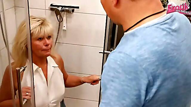 German mature Housewife fucks younger guy and caught from husband