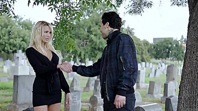 Sexy young widow Jessica Drake is making love with husbands bets friend