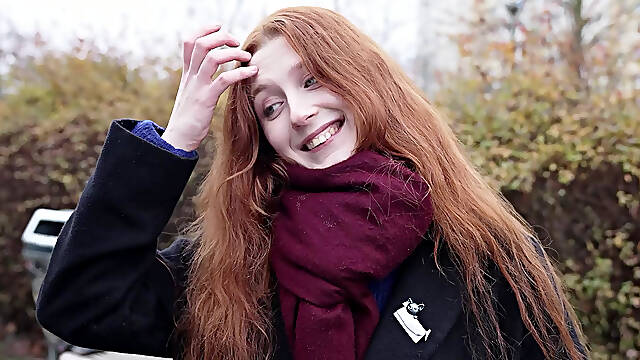 German redhead cutie gets her pale pussy broke by a hard boner