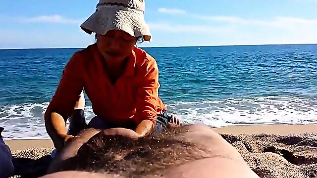 Sexy Asian lady delivers a fabulous massage on the beach