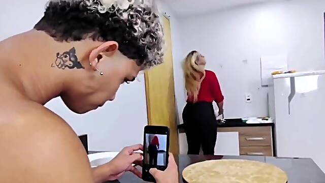 Step-mom ring a donut for her sonny to slurp while the crank films her TIFF