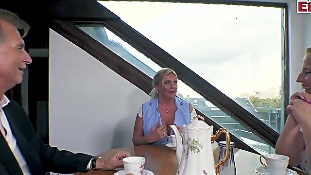 Watch chubby German MILF Big Tits seduce her chubby husband in amateur porn clip