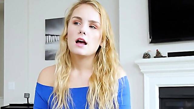 Innocent blonde Natalie Knight can barely fit her bfs cock