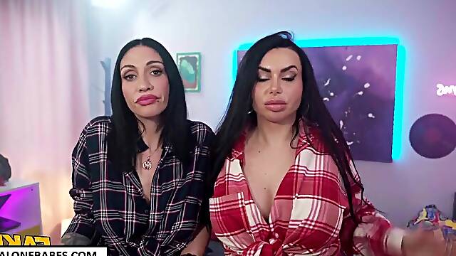 Arish Lamborghini Giulia Diamond Two Busty Babe Shares Big Cock. - Handjob