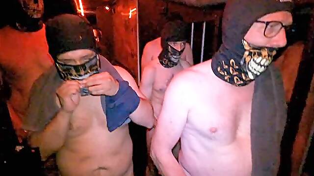 Fucked by several cocks in the sling at Danish swingers gangbang orgy