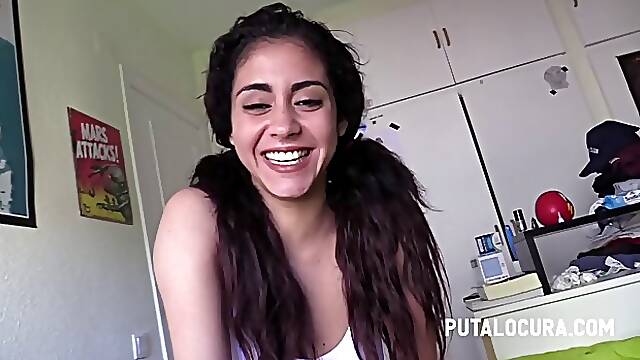 Latin brunette with big tits likes to suck dick and swallow fresh cum, in the end