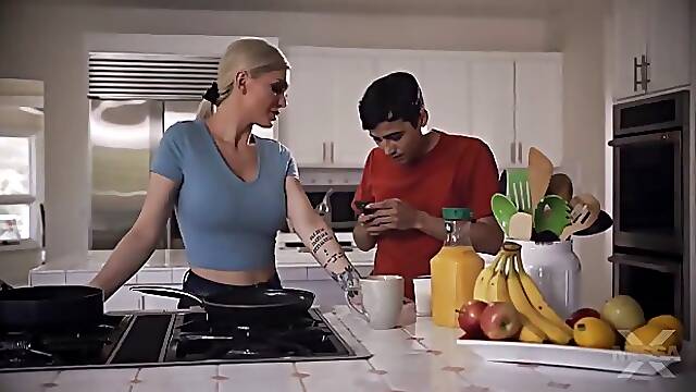 Hot blonde MILF with nice boobs Kenzie Anne seduces her stepson