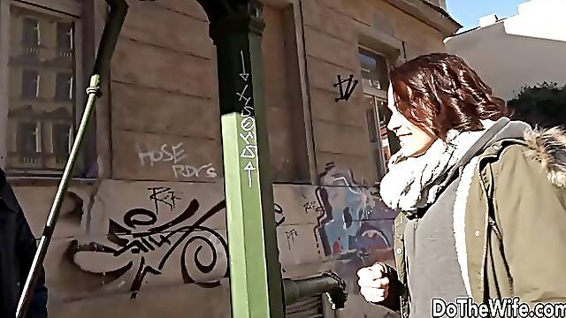 Cock hungry brunette wife Rebecca gets fucked by BBC, cuckold eats cum