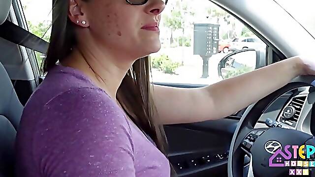 Busty brunette MILF Melanie Hicks fucks her stepson who hates his dad and gets a huge creampie