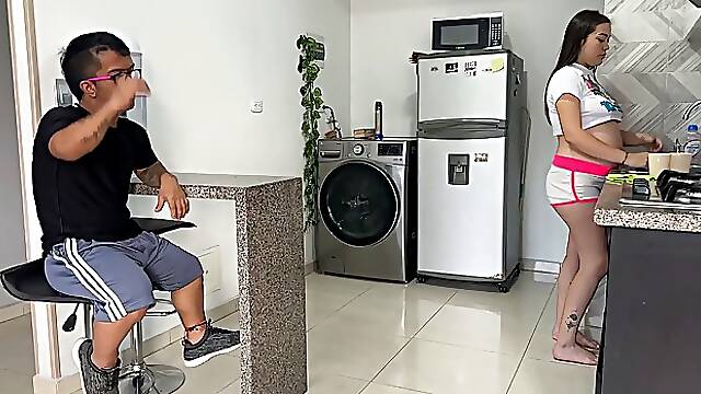 Pregnant Latina MILF gets fucked by horny midget