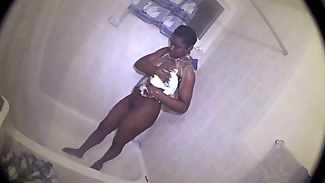 Ebony babes Italia Blue, Nina Rivera, Paris DeWett and Kenya Jones wet shower compilation