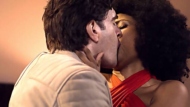Dude fingering and fucking his ebony MILF mistress Olivia Jay hairy pussy