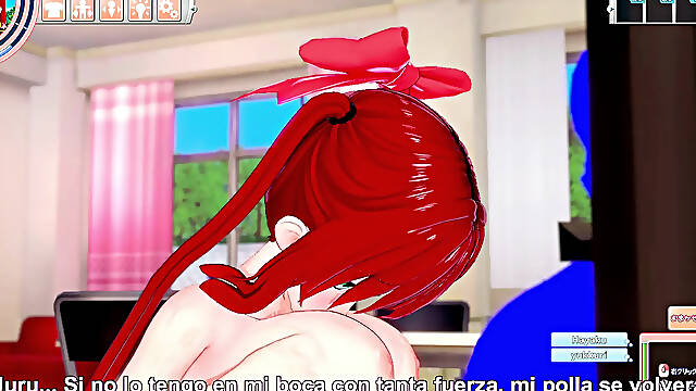 Red-haired MILF fucks animated guy in 3D hentai game
