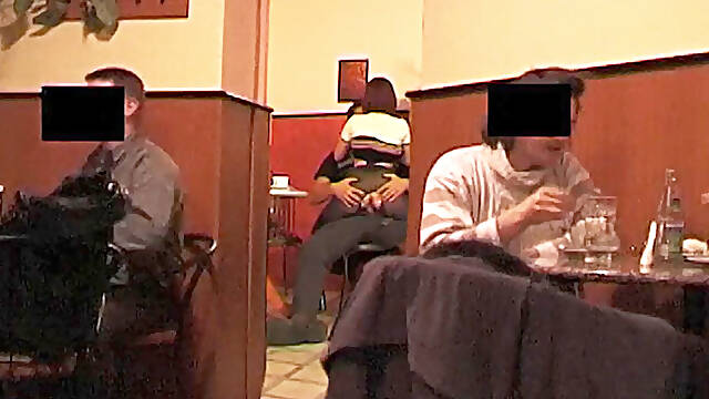 Rough anal in a public coffee shop - 18 year old amateur gets brutally analed