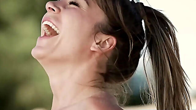 Exotic cutie Natalia teases and plays on sandy beach solo