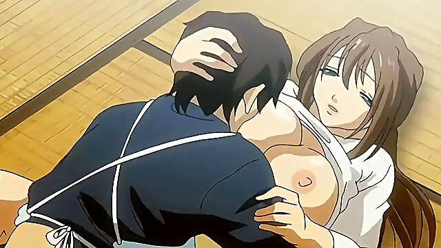 Mature anime MILF gets caught jerking off