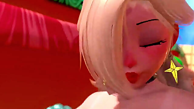 Futanari princess Rosalina takes a mouthful from big-titted 3D hentai