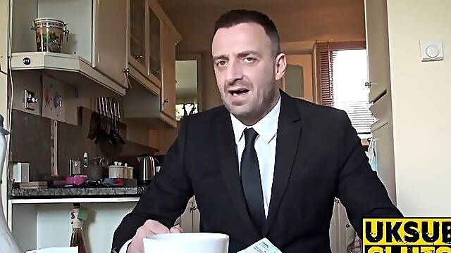 British MILF takes face spit and tormented by dominant male