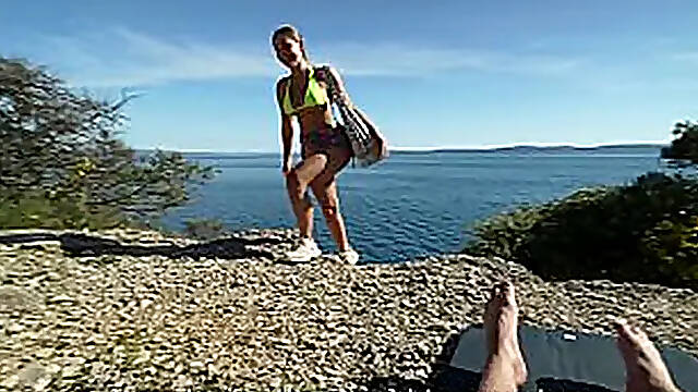 Some stranger on a nudist beach, and I lost control. A huge load of cum all over my face. POV