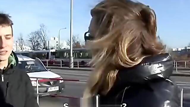 Hot European MILF mom does threesome in public outdoor for money cheating