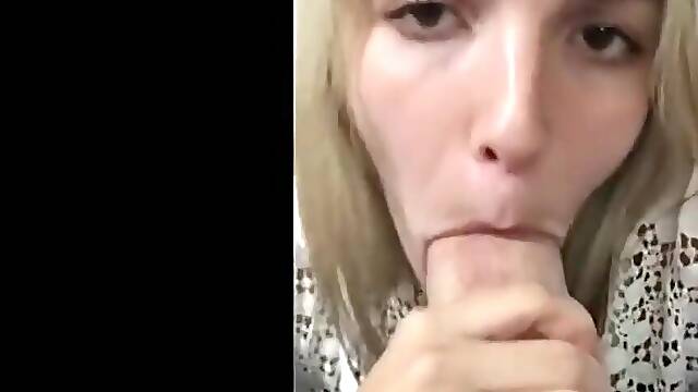 Cumshot slut sucking big fat cock pov for huge cum on face creampie