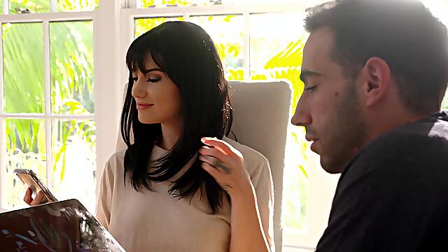 Brunette Paris Lincoln seduces studly Jake Adams in a steamy session of oral and anal action