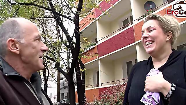 German tall housewife approached and fucked by boyfriend on the street