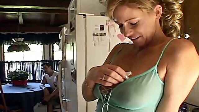 Big Tits on This Blonde who gets on her Knees to Suck