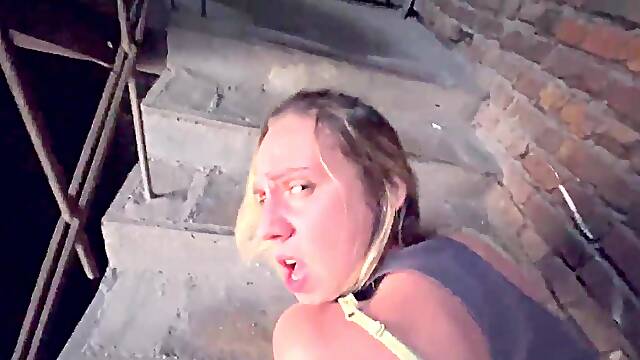 The Immodest Talking During Hard Coarse Bang On The Stairs In The Dorm With Total Local Whore