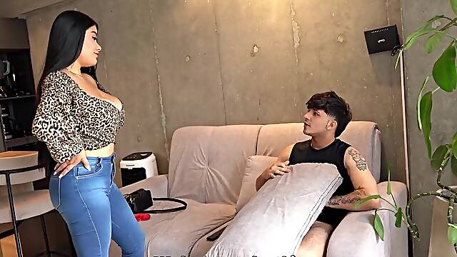 Stepson is caught stealing his breasty stepsisters belts, and that babe fulfills his greatest dream.