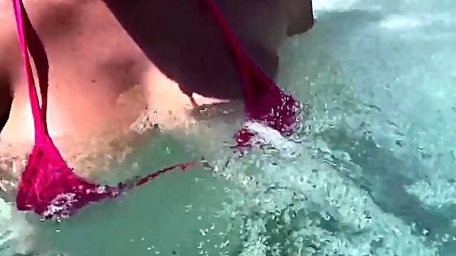 Artemisia Love Showing Her Consummate Breasts in a Micro Bikini Underwater