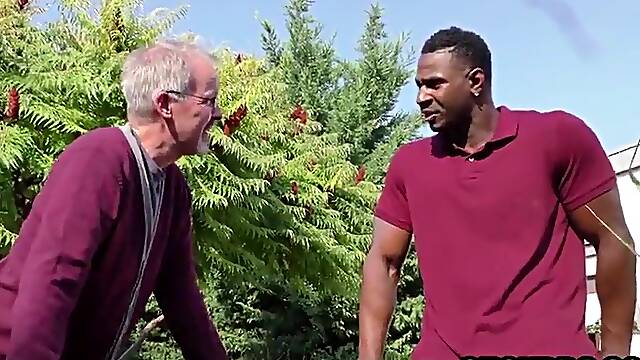Old Man Watching Sexy Wife Anal Fucked By Large Ebony Schlong
