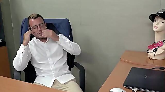 OldNanny - Glasses-Wearing mother Id like to fuck In Nylons Gets Pounded Hard On Office Desk