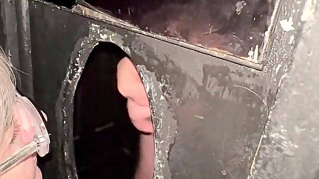 Wife lets stranger jerk off in her throat at gloryhole. Watch greater amount at my OF link.
