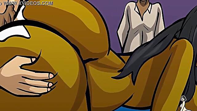 Banging large ebony butt in front of her spouse.