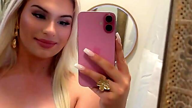 Blond Doll Teases Until Her Top Slides ????