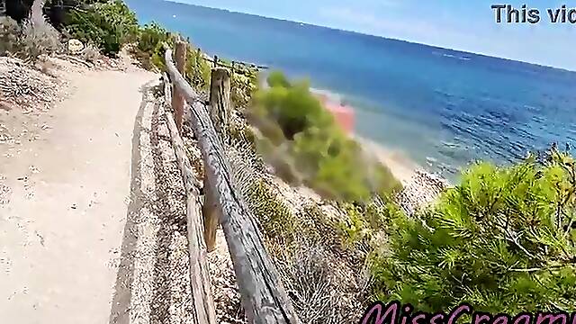 Exhibitionist Outdoor Amateur mother Id like to fuck Touches and Sucks Large Rod on Nudity Beach public in Greece to voyeur with cum front people