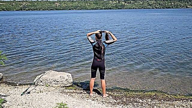 Voyeur Bare natural camp angel # Nudism n Wild Camping at cold scandinavian lake