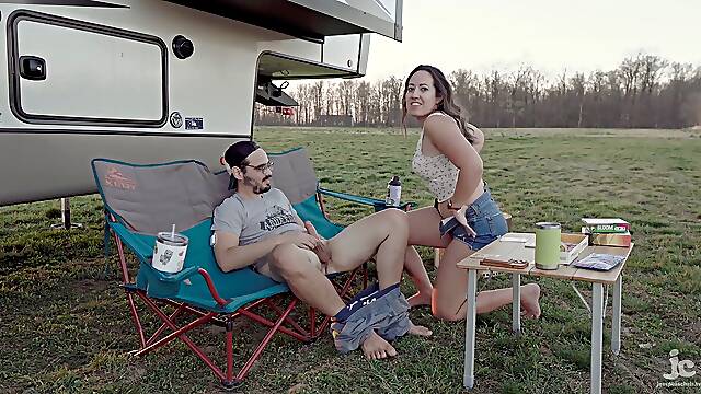 Would you go camping with us? quick outdoor fuck pawg internal cumshot