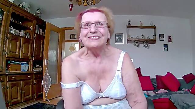 Grandma in undergarments and stockings
