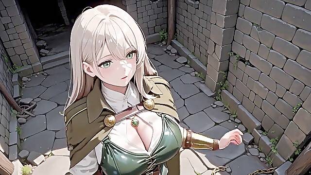 Ash-blonde Knights Afternoon! Green Uniform Golden Mechanical forearms, Lazily Contemplating in Ancient Stone demolishes.