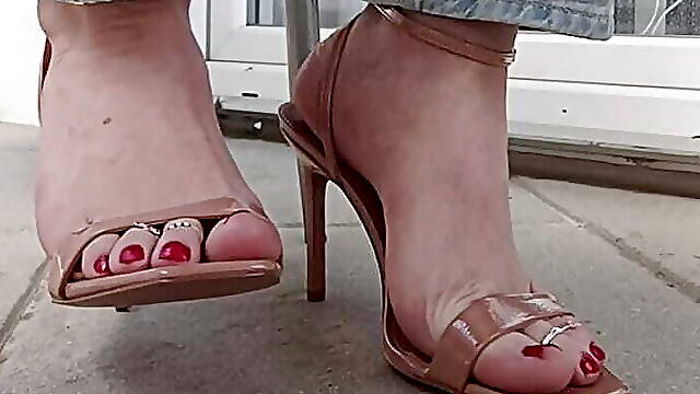 My feet after work in high-heeled sandals