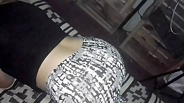 I pull down his leggings and rub my penis on his tail