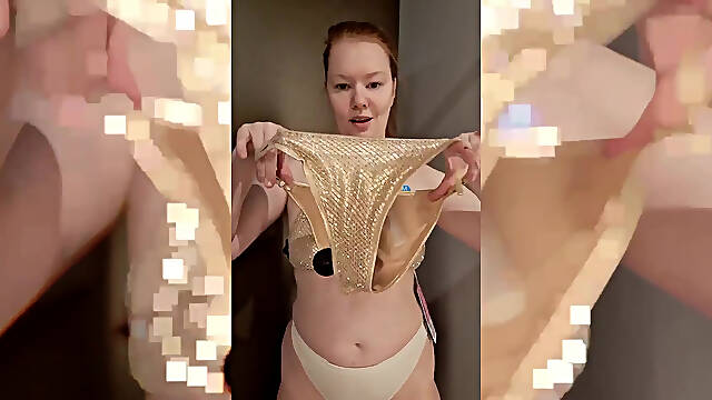 Try on - Golden Swimsuit in the Fitting Room