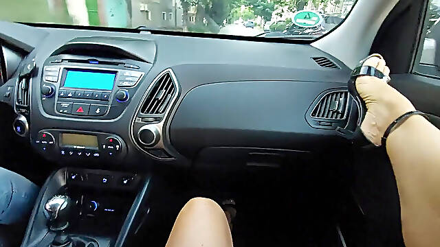 Stepson Takes His Stepmom to Work in the Morning, and She Spreads Her Legs and Starts Teasing Him in the Car