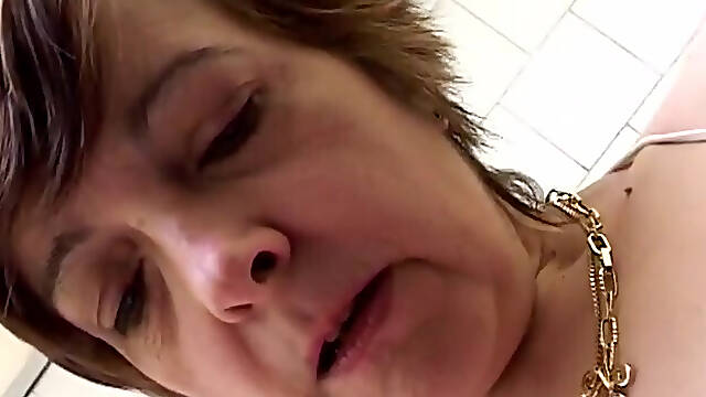 Masturbation in the kitchen for the mature slut