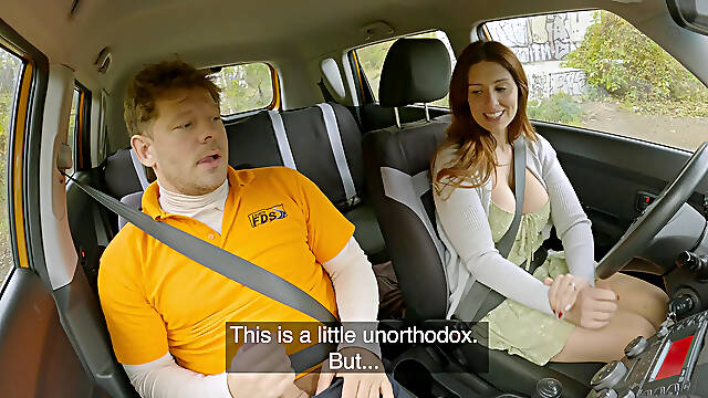 British MILF told me her Sexy Stories and Made Me HARD - Fake Driving School