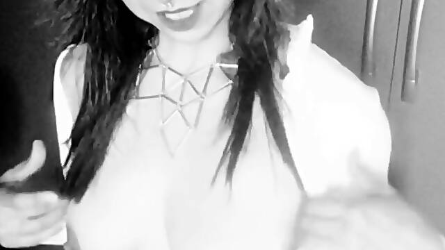 Black &amp; White Tease Slow Strip &amp; Dirty Talk Masturbation